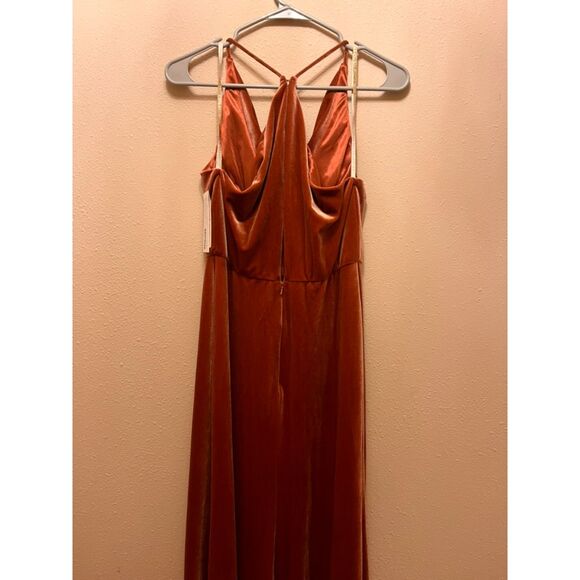 Jenny Yoo Sullivan Dress English Rose Stretch Velvet Gown - NWT Size 8 - Picture 6 of 7